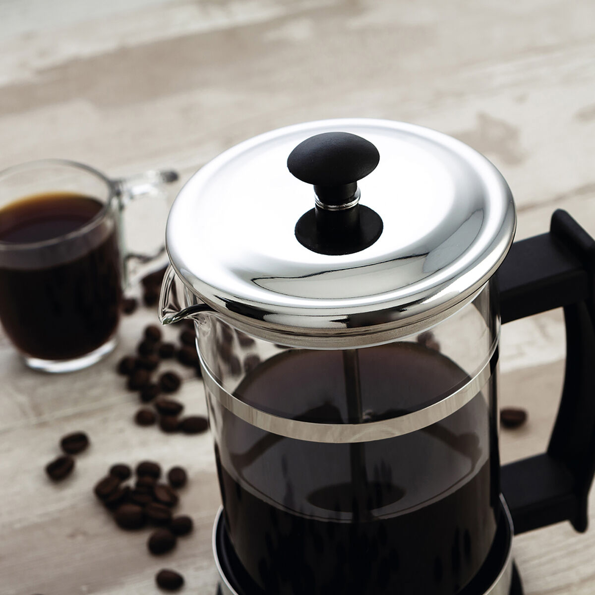 Cafetière with Plunger Quid Serenia Transparent Glass Stainless steel 350 ml (6 Units)