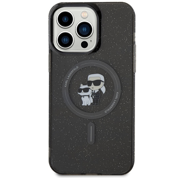 Karl Lagerfeld KLHMP15XHGKCNOK Apple iPhone 15 Pro Max hardcase Karl&Choupette Glitter MagSafe black