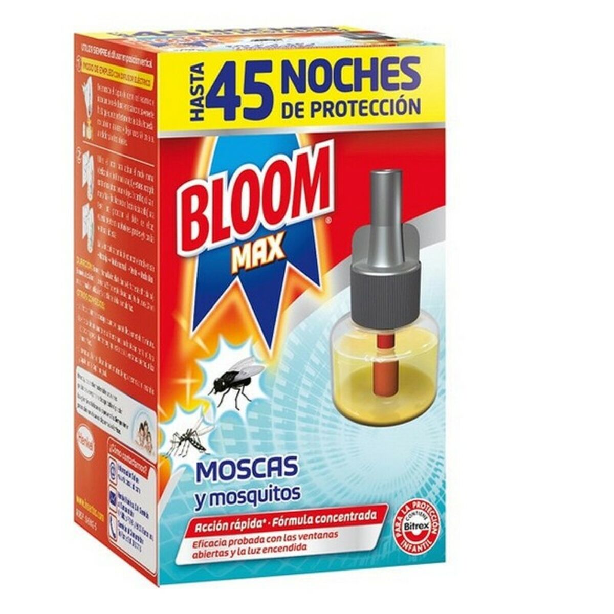 Electric Mosquito Repellent Bloom Bloom Max Moscas Mosquitos 45 Nights 1 Unit 18 ml
