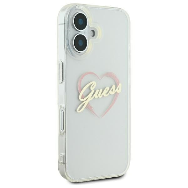 Etui Guess do Apple iPhone 16 plus hardcase IML Heart przeźroczysty
