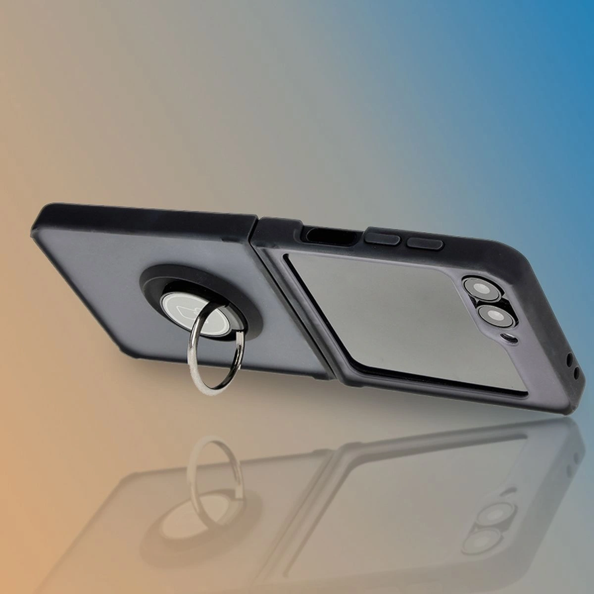 Bizon Case Hybrid Ring Samsung Galaxy Z Flip6 smoky with a black frame