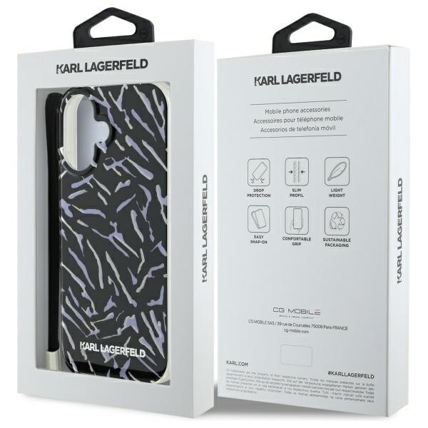 Etui Karl Lagerfeld do Apple iPhone 16 Plus Zebra With Cord fioletowy