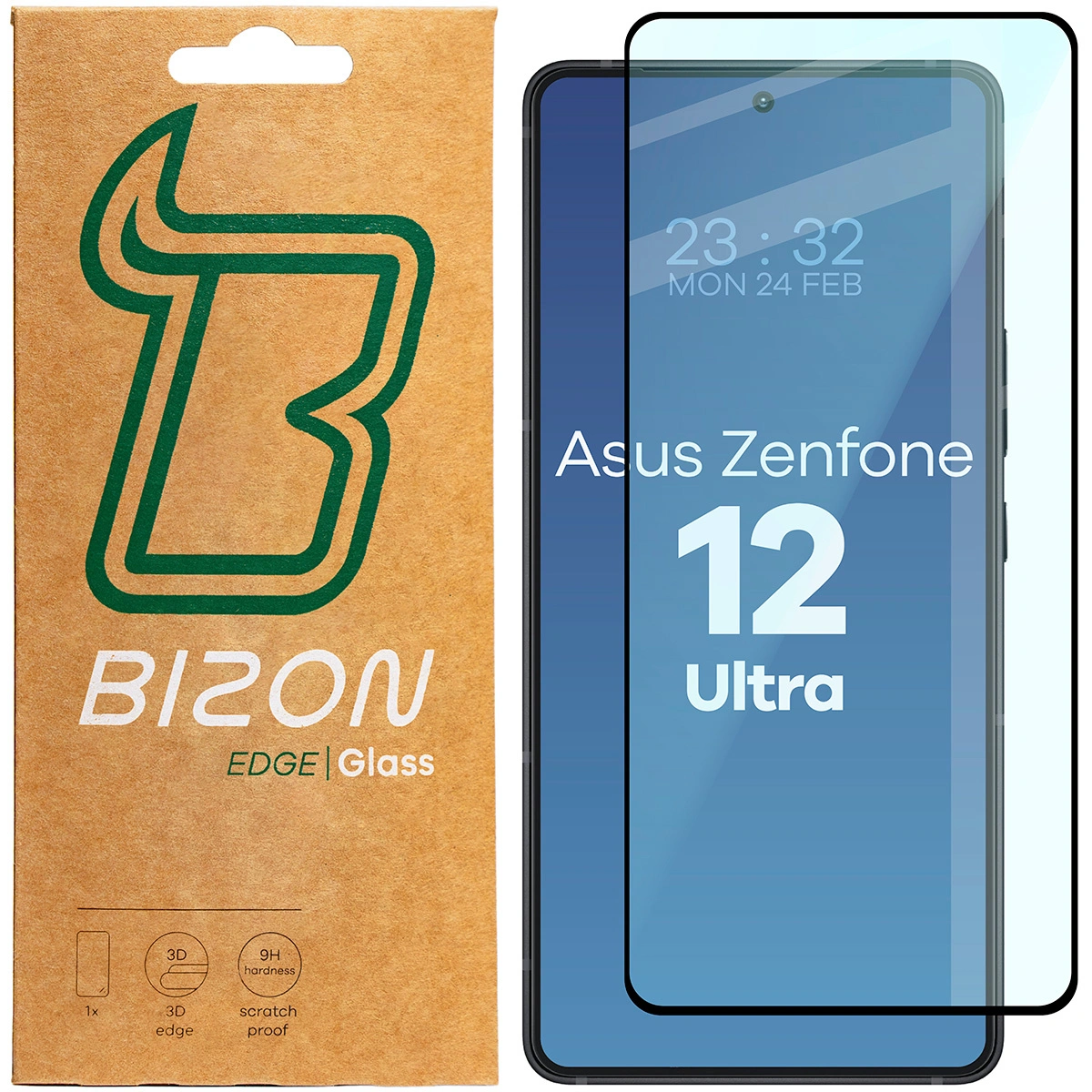 Szkło hartowane Bizon Glass Edge 2 do Asus Zenfone 12 Ultra czarna ramka