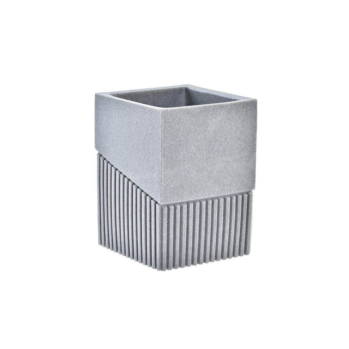 Toothbrush Holder DKD Home Decor 7,6 x 7,6 x 10 cm Grey Resin