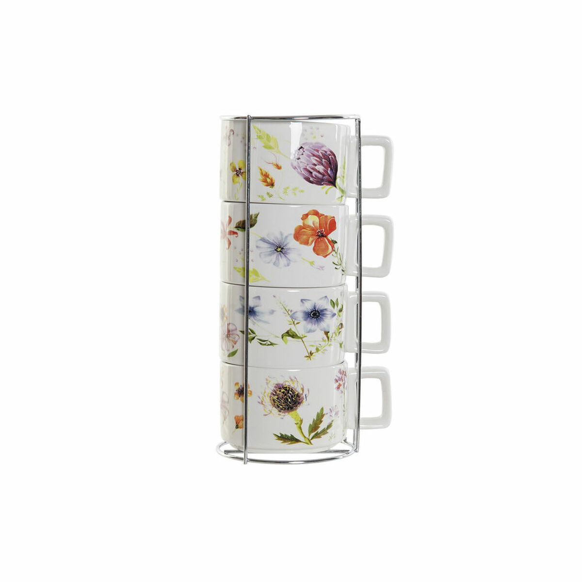 Piece Coffee Cup Set DKD Home Decor Metal Multicolour 260 ml Dolomite (4 Pieces)