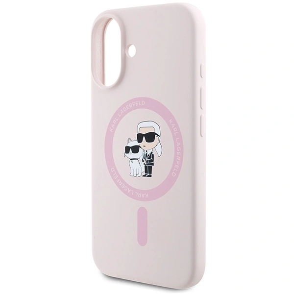 Karl Lagerfeld KLHMP16MSCMKCRHP Apple iPhone 16 Plus hardcase Silicone Karl&Choupette Ring MagSafe pink