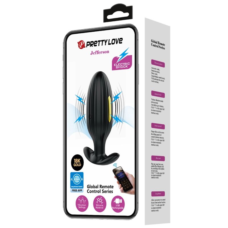 PRETTY LOVE - JEFFERSON APP CONTROLLED ANAL PLUG BLACK PRETTY LOVE - JEFFERSON APP CONTROLLED ANAL PLUG BLACK