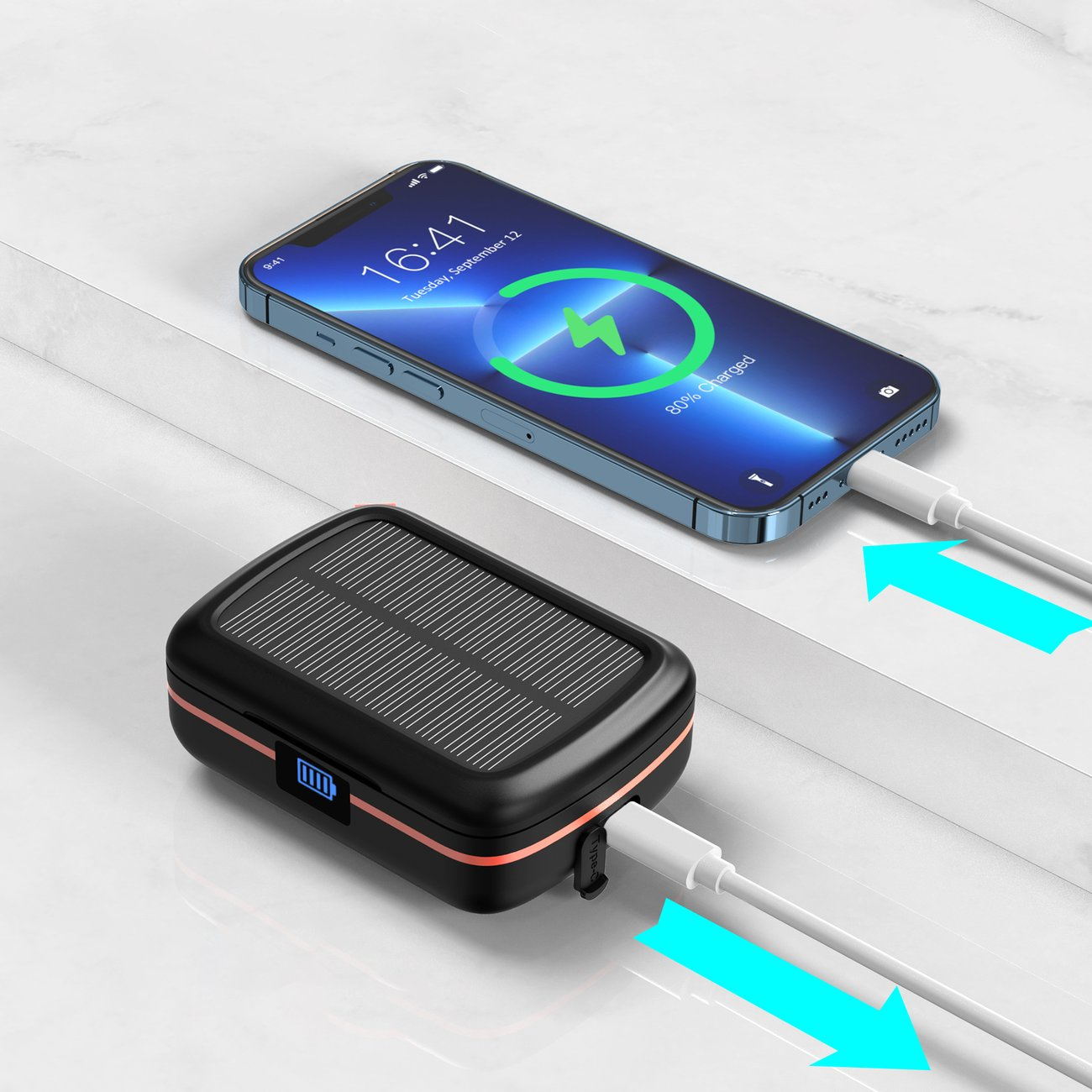 Choetech BH-T05 TWS Earphones waterproof, solar charger, powerbank 2500mAh black