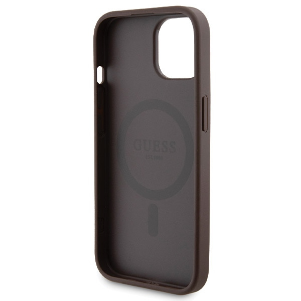 Guess GUBPM5P15S4GEMGW Apple iPhone 15 hardcase + Powerbank 5000mAh MagSafe 4G Metal Logo brown