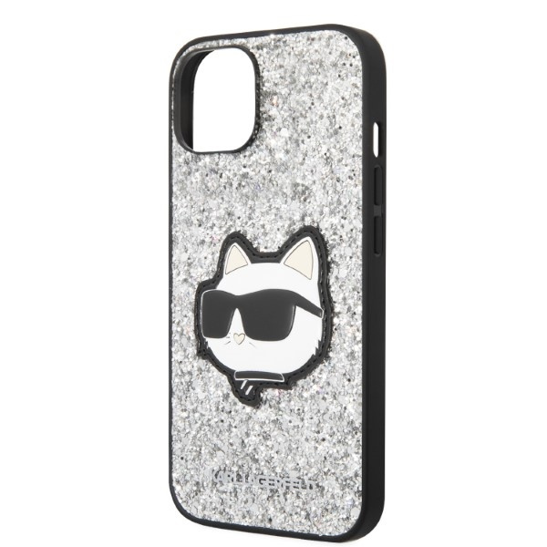 Karl Lagerfeld KLHCP14SG2CPS Apple iPhone 14 silver hardcase Glitter Choupette Patch