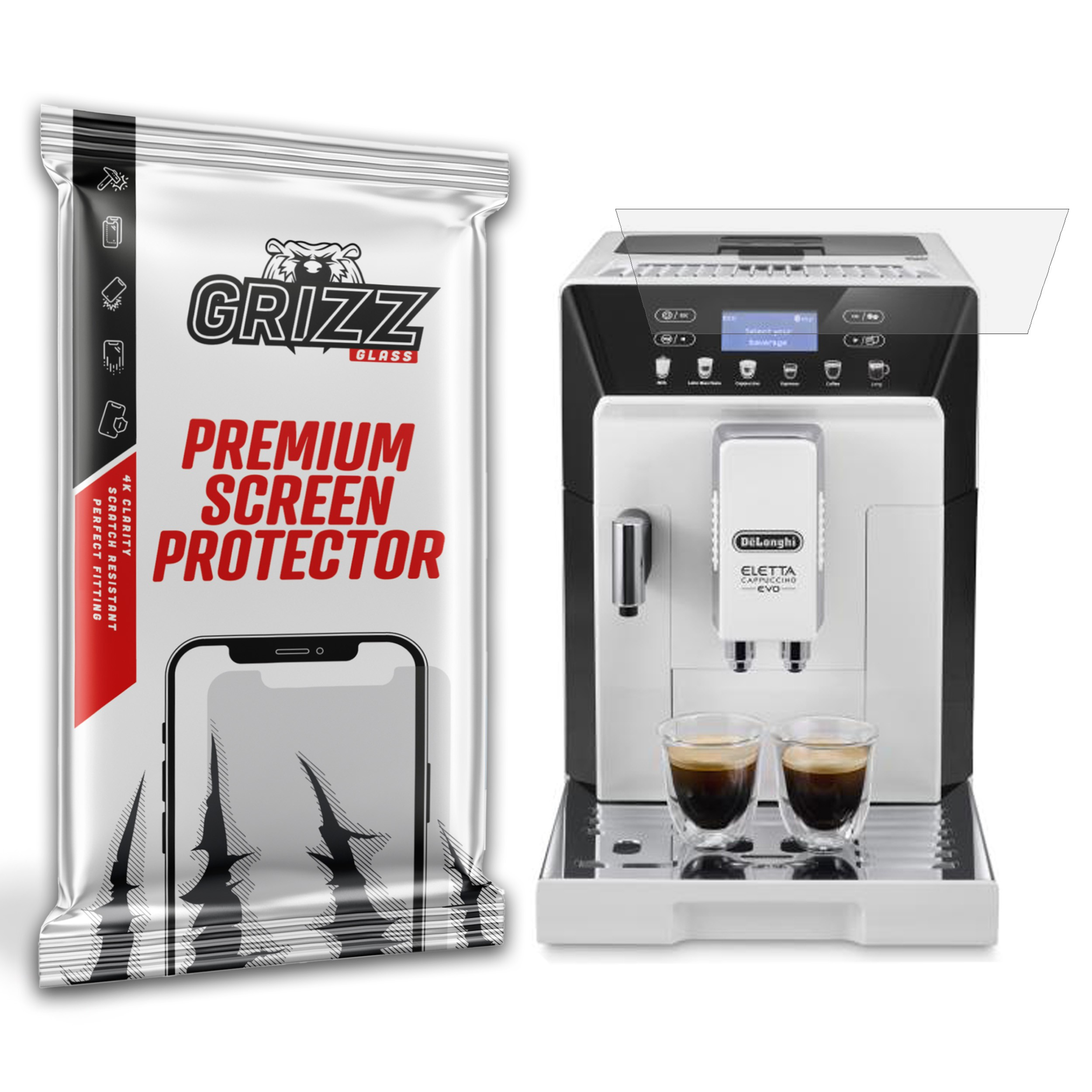 GrizzGlass CarDisplay Protection DeLonghi Eletta Cappuccino Evo Ecam 46.86X
