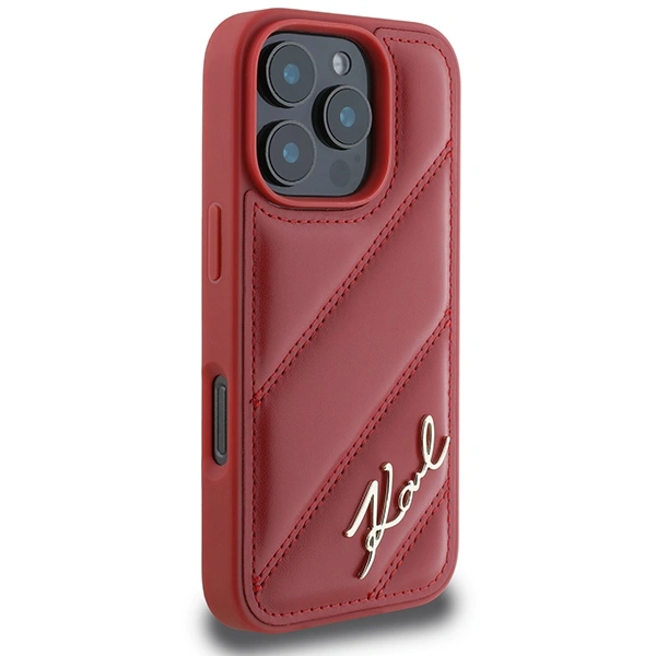 Karl Lagerfeld KLHCP16LPQDSMGR Apple iPhone 16 Pro hardcase Quilted Signature red