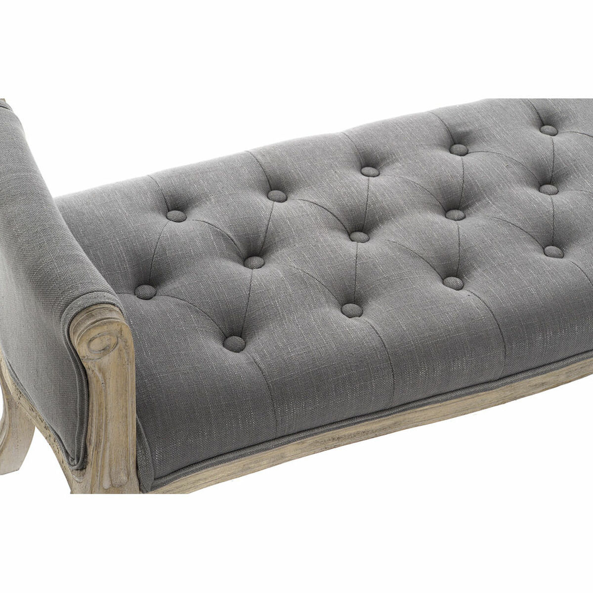 Bench DKD Home Decor   Canvas Natural Rubber wood Dark grey (109 x 44,5 x 60 cm)