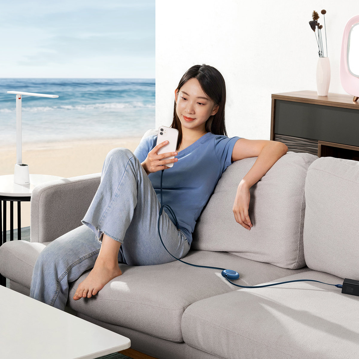 Baseus Bright Mirror 2 retractable cable 3in1 USB Type A - micro USB + Lightning + USB Type C 66W 1.1m blue