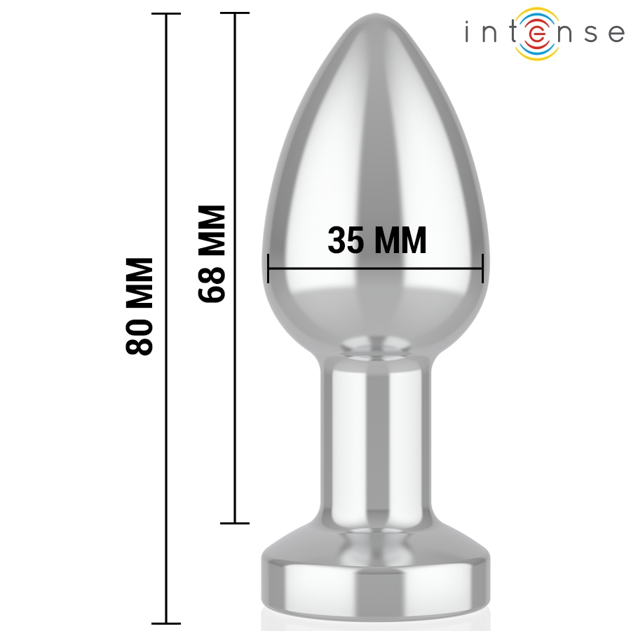 INTENSE - VIBRATING METAL ANAL PLUG WITH LED LIGHTS AND REMOTE CONTROL - SIZE S