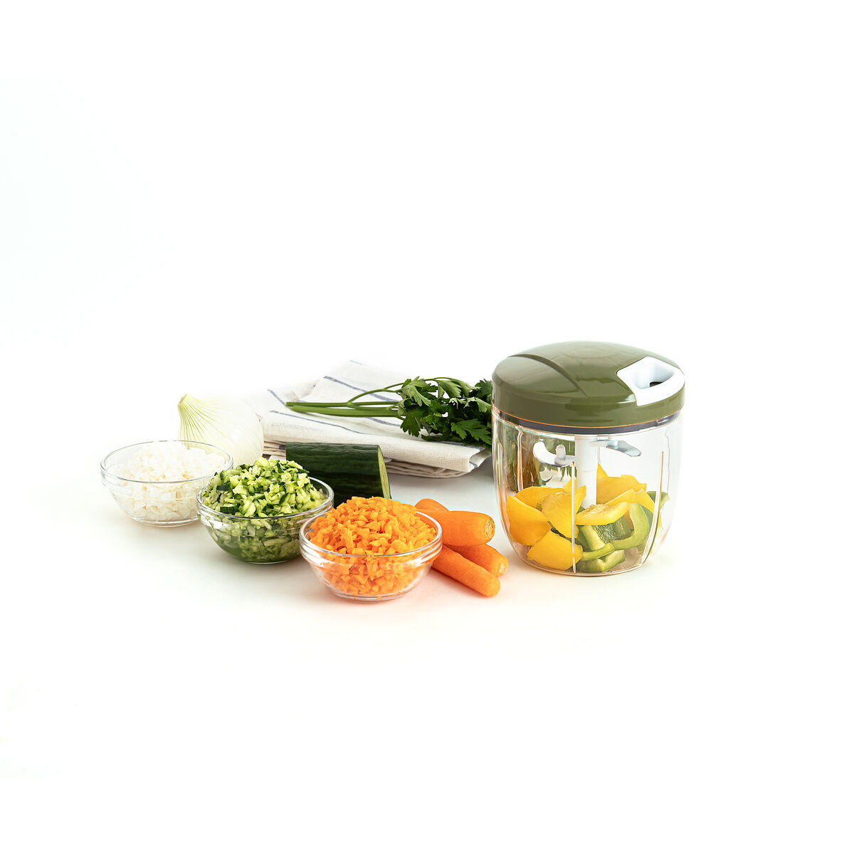 Manual mini chopper with pull cord Quid Naturalia Green Metal 12,5 x 14 cm Manual Manual mini chopper with pull cord Quid Naturalia Green Metal 12,5 x 14 cm Manual