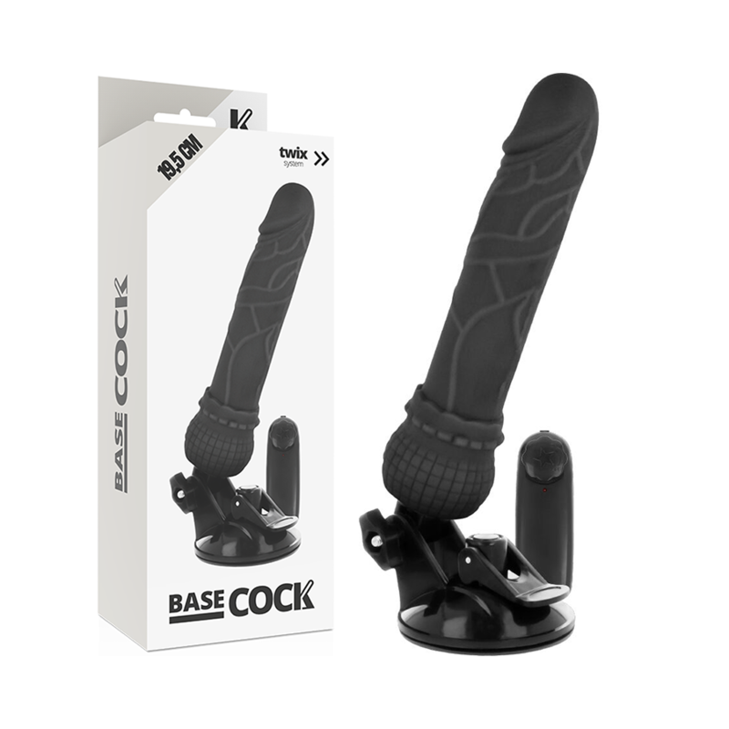 BASECOCK - REALISTIC VIBRATOR REMOTE CONTROL BLACK 19.5 CM