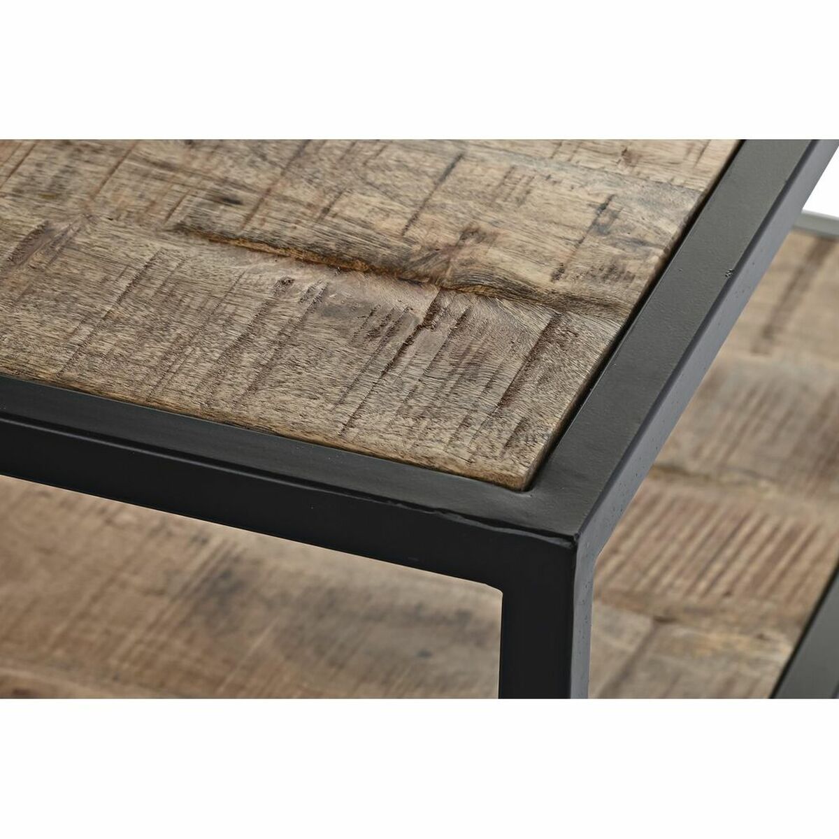 Side table DKD Home Decor 60 x 60 x 46 cm Brown Black Metal Mango wood