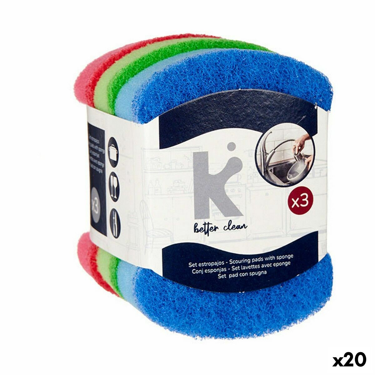 Set of scourers Multicolour Sponge Abrasive fibre (20 Units)