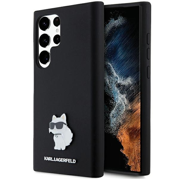 Karl Lagerfeld KLHCS23LSMHCNPK Samsung Galaxy S23 Ultra hardcase Silicone Choupette Metal Pin black