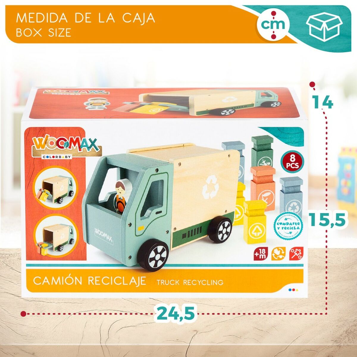 Müllwagen Woomax 8 Stücke Spielzeug 24 x 15 x 13,5 cm (4 Stück)