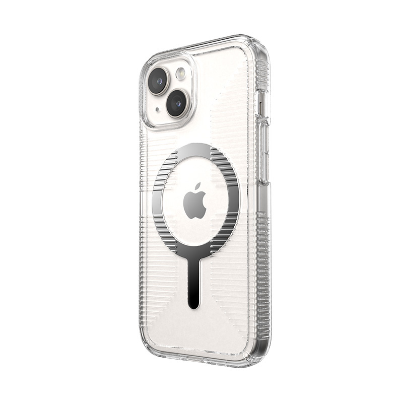 Speck Gemshell Grip MagSafe Apple iPhone 15 (Clear/Chrome Finish)