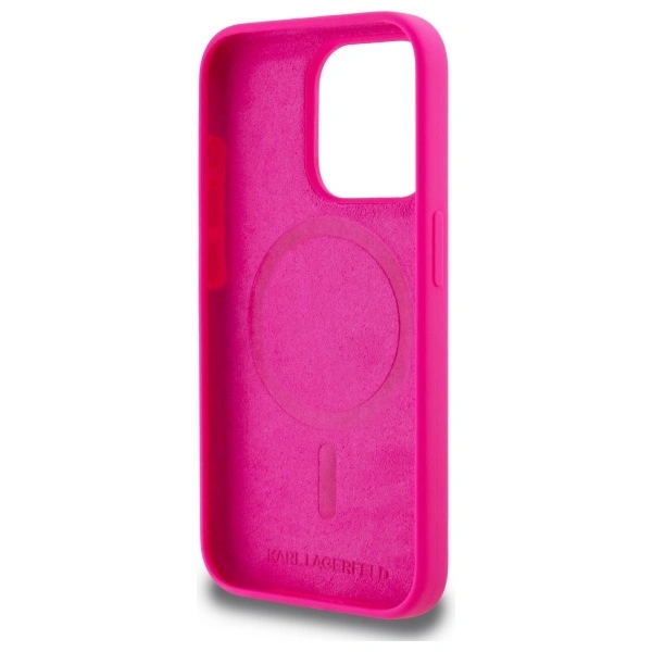 Karl Lagerfeld KLHMP15LSKHPPLF Apple iPhone 15 Pro hardcase Silicone Karl Head Print MagSafe fuschia