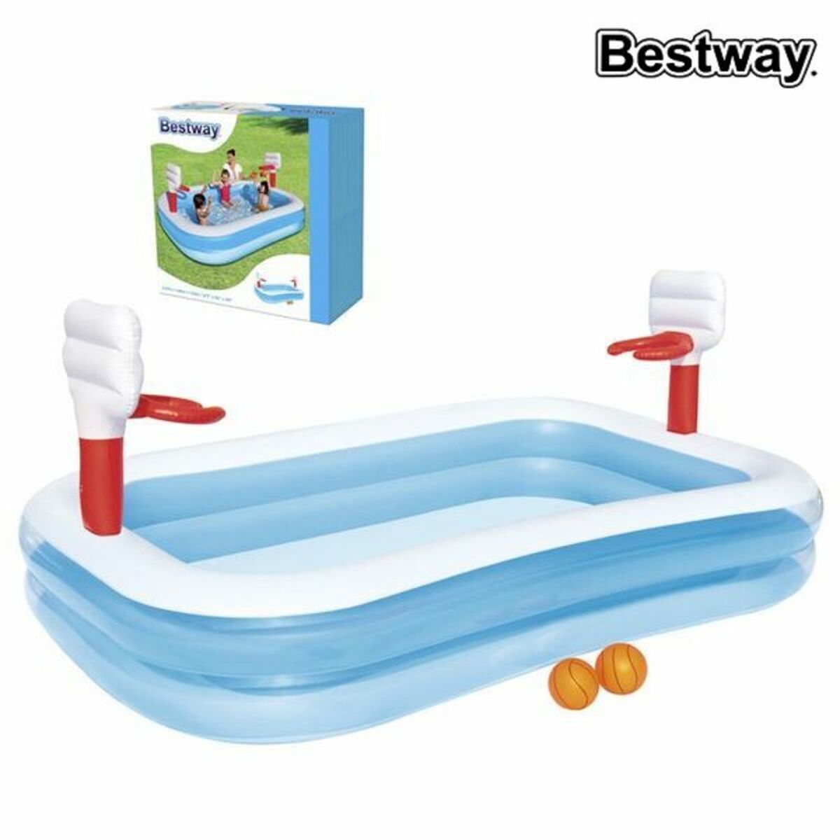 Inflatable Paddling Pool for Children Bestway 636 L Basketball 254 x 168 x 102 cm