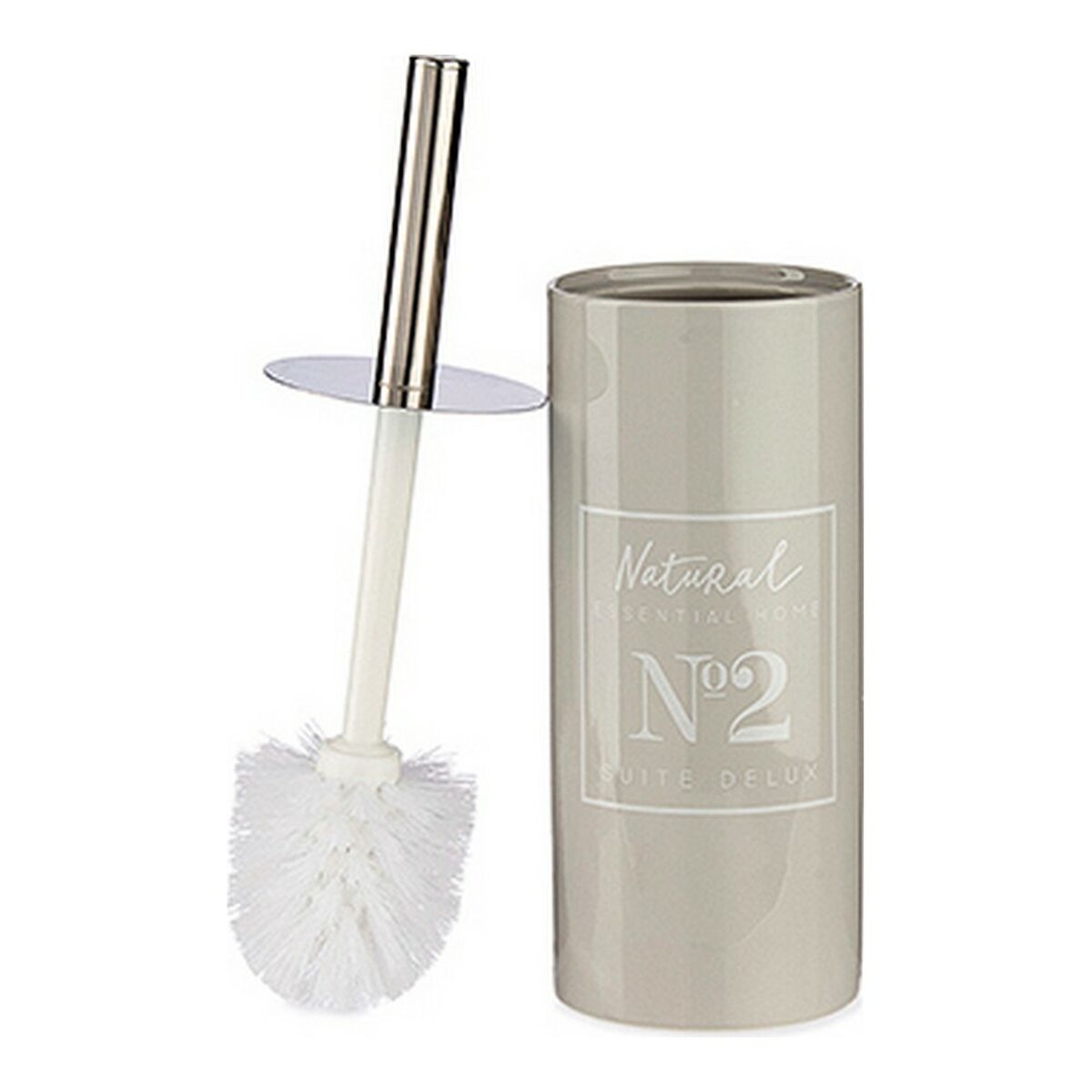 Toilet Brush Natural 10 x 31,5 x 10 cm Ceramic Grey Metal