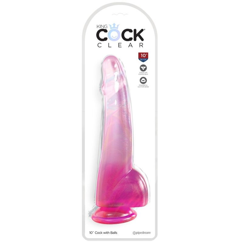 KING COCK CLEAR - DILDO WITH TESTICLES 19 CM PINK