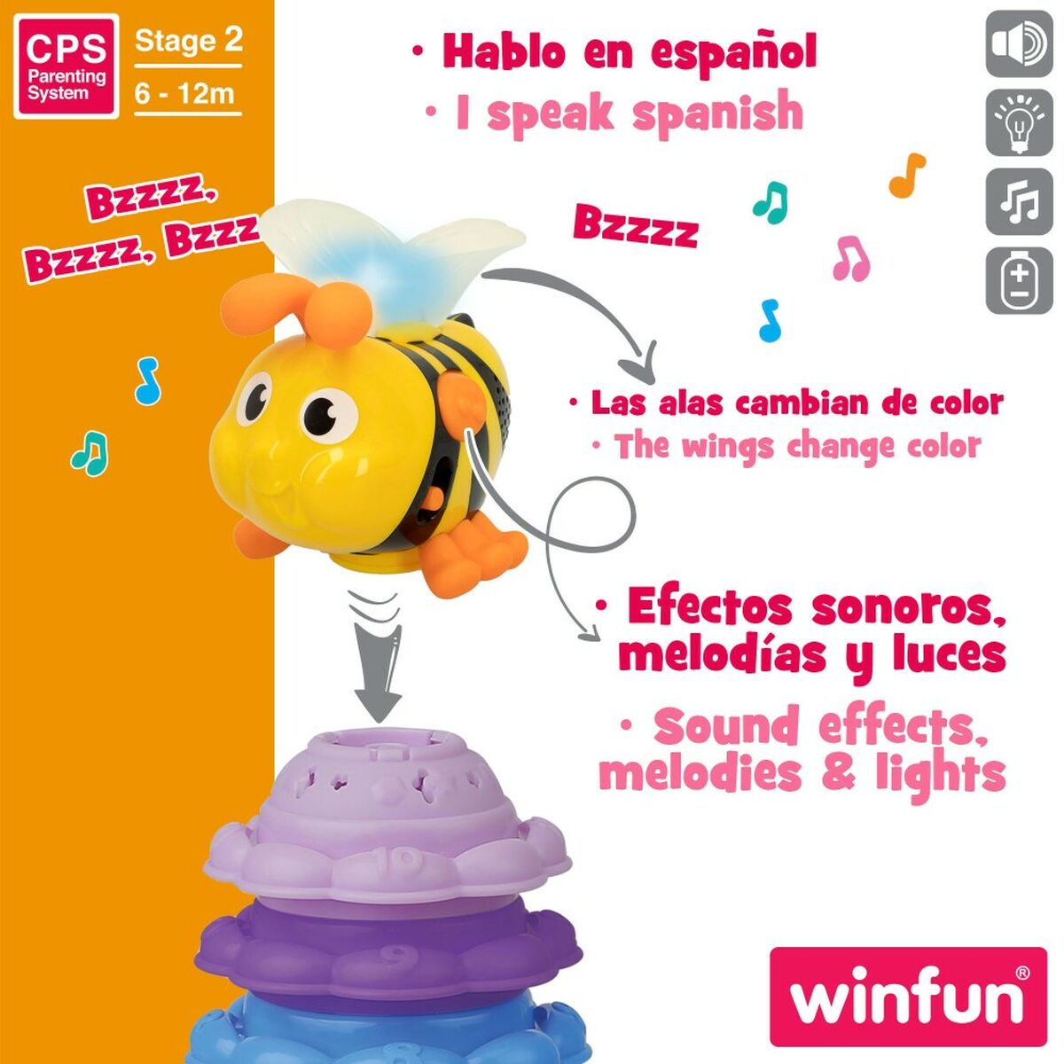 Klocki Segmentowe Winfun Pszczółka 13 x 35,5 x 13 cm 2 Sztuk