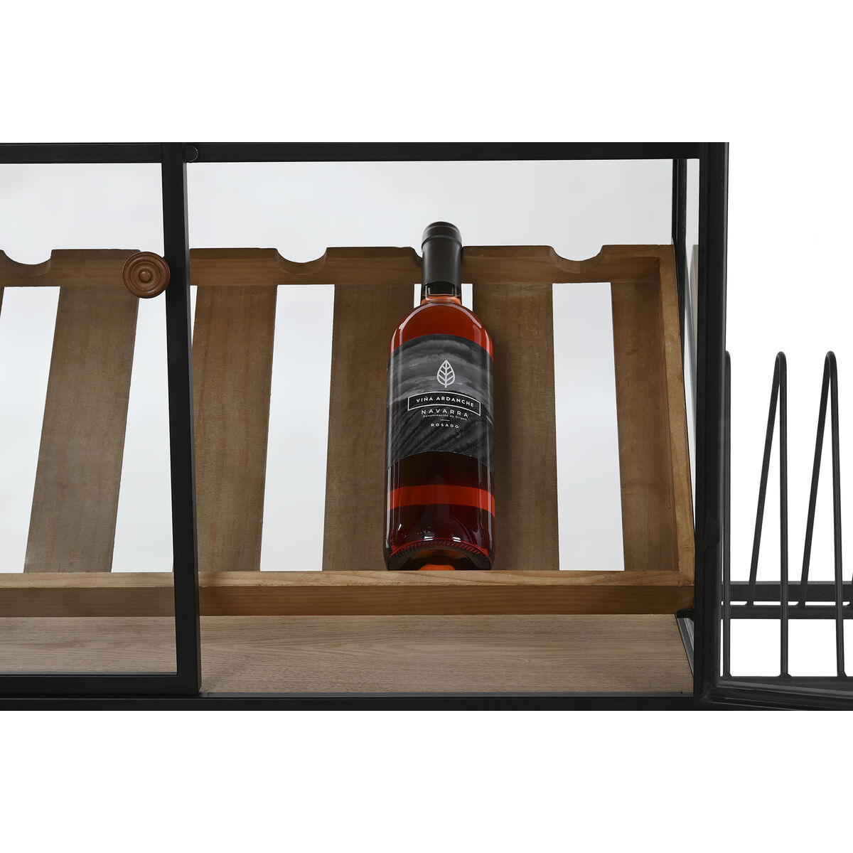 Bottle rack Home ESPRIT Black Natural Wood Metal Crystal 102 x 32 x 60 cm