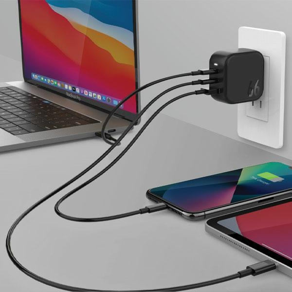 ENERGEA US+EU Travelite GAN66 USB-A, 2xUSB-C, PD, PPS, QC 3.0, 66W black wall charger