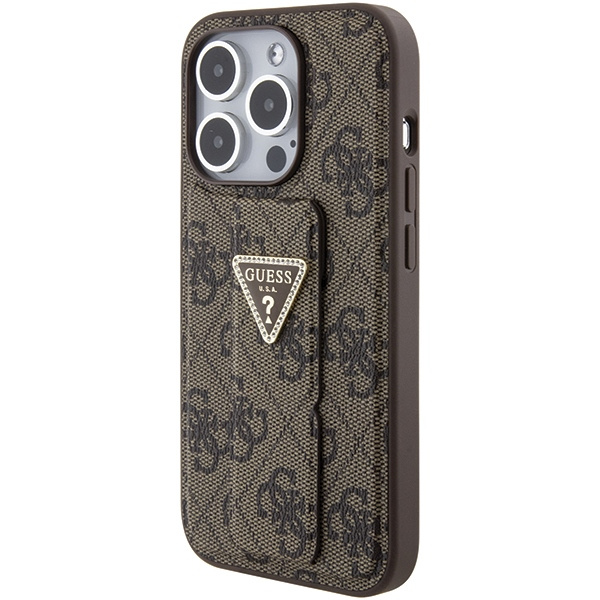 Guess GUHCP15XPGS4TDW iPhone 15 Pro Max brązowy/brown hardcase Grip Stand 4G Triangle Strass