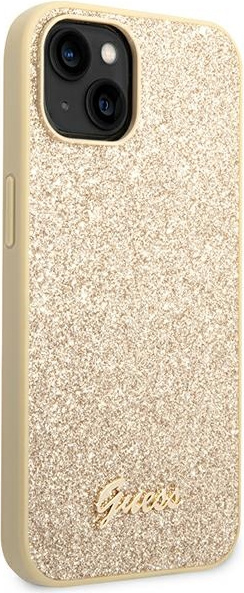 Guess GUHCP14SHGGSHD Apple iPhone 14 gold hard case Glitter Script