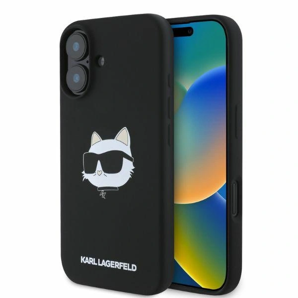 Case Karl Lagerfeld KLHMP16SSCHPPLK Apple iPhone 16 hardcase Silicone Choupette Head Print MagSafe black