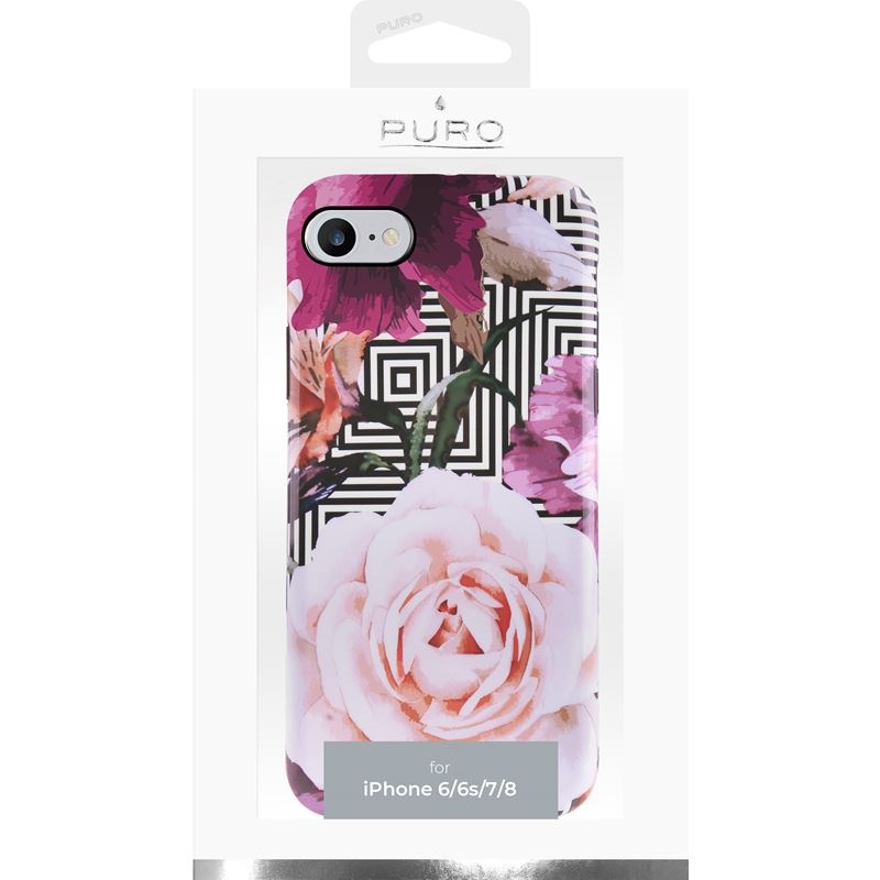 PURO Glam Geo Flowers Apple iPhone SE 2022/SE 2020/8/7/6s (Pink Peonies)