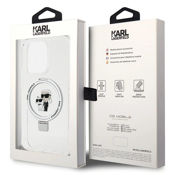 Karl Lagerfeld KLHMP15LHMRSKCH Apple iPhone 15 Pro hardcase Ring Stand Karl&Choupettte MagSafe white