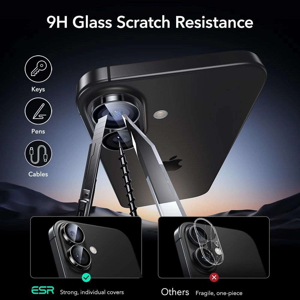 Osłona na aparat ESR Armorite Camera Protector do Apple iPhone 16 / 16 Plus / 17 Black