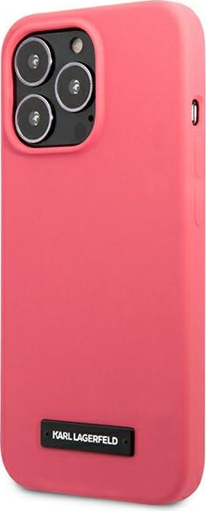 Karl Lagerfeld KLHCP13XSLMP1PI Apple iPhone 13 Pro Max hardcase fuchsia Silicone Plaque