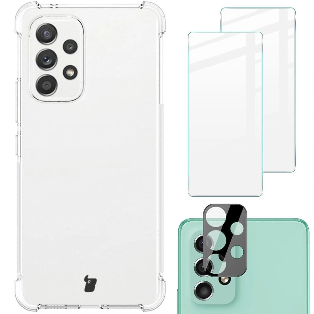 Bizon Case Clear Pack case + 2x screen glass + lens glass Samsung Galaxy A53 5G clear