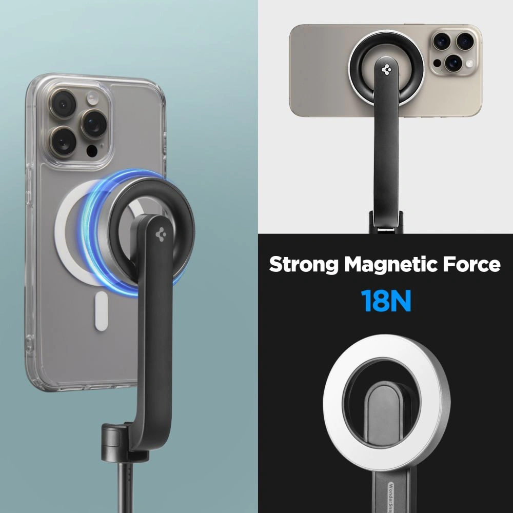 Spigen S580W MagSafe Bluetooth Selfie Stick Long Tripod Black