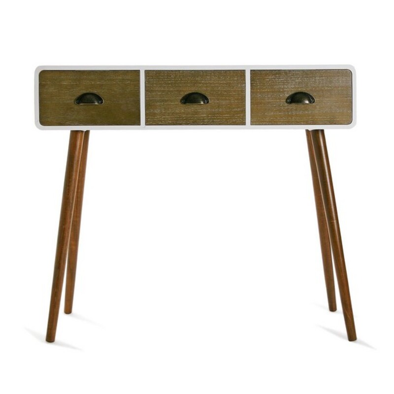 Hall Table with 3 Drawers Versa 21080102 White Wood MDF and pine 30 x 80,5 x 90 cm