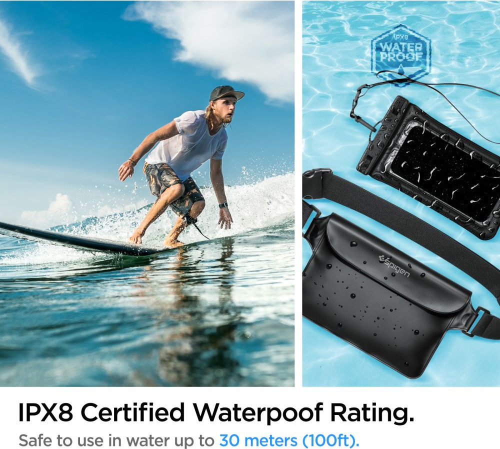 Spigen A621 Universal Waterproof Case & Waist Bag Black