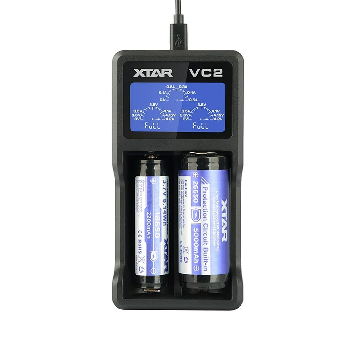 Battery charger Xtar VC2 Litio Ion Batteries x 2