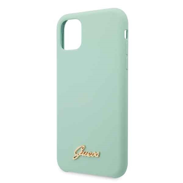 Guess GUHCN58LSLMGG iPhone 11 Pro green hard case Silicone Vintage Gold Logo