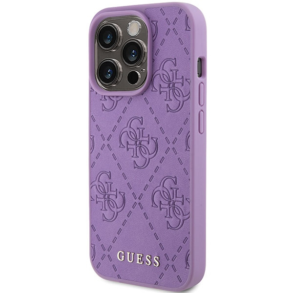 Guess GUHCP15LP4EPMU Apple iPhone 15 Pro hardcase Leather 4G Stamped light purple