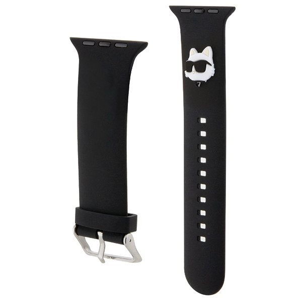 Karl Lagerfeld KLAWMSLCNK Apple Watch 4/5/6/7/SE/8/9 40/41mm strap 3D Rubber Choupette Heads black