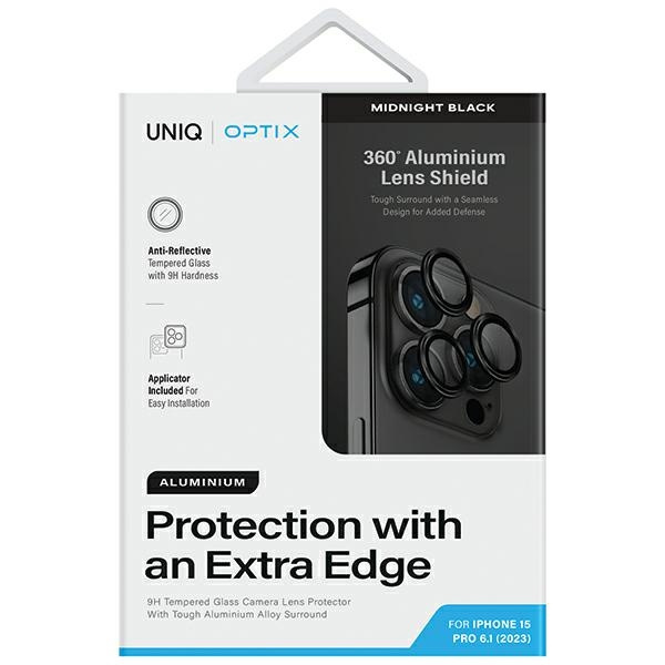 UNIQ Optix Aluminium Camera Lens Protector Apple iPhone 15 Pro midnight black