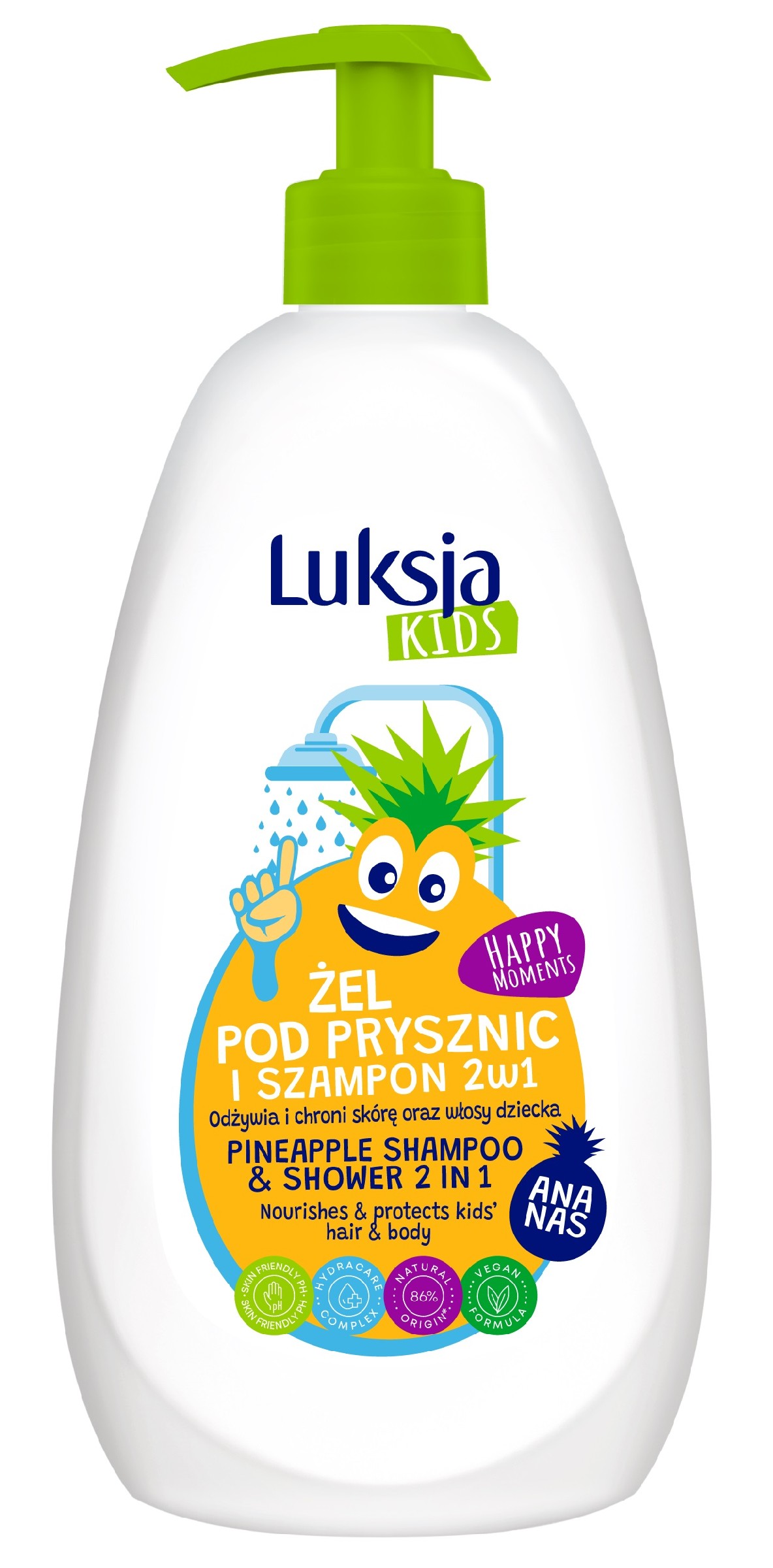 Luksja Kids Żel pod prysznic i Szampon 2w1 dla dzieci - Ananas 500ml